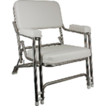 SPRINGFIELD MARINE 1080021SS Deck Folding Chair; White With Stainless Steel Tubing 1080021-SS